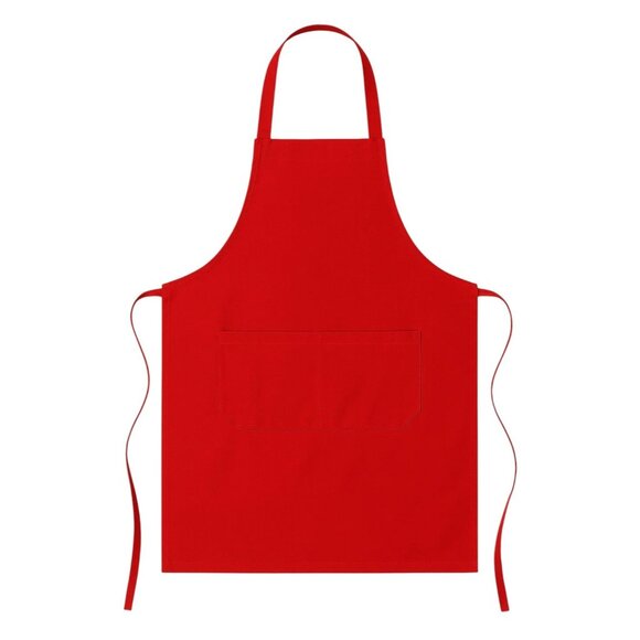 Red Adjustable Apron with Pockets – Unisex Polyester Apron for Cooking, Crafts, - Picture 1 of 7